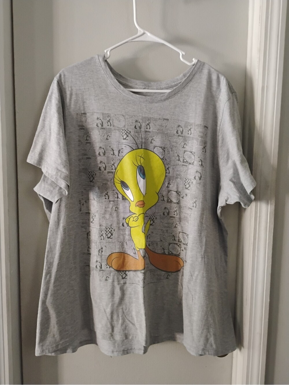 Looney Tunes Tweety Bird Graphic T-Shirt Gray Size XL